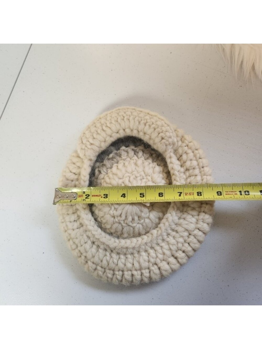 Handmade Vintage Wool Beige Beanie Winter Hat Touque Beret Womens Cowichan 90s - Picture 7 of 7